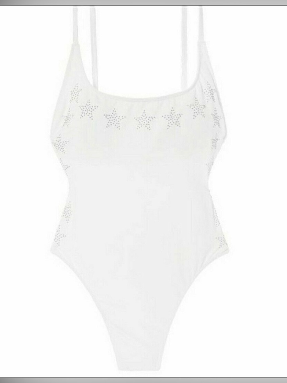 NWT Victoria Secret PINK White Star Studded  One Piece Swimsuit Size L